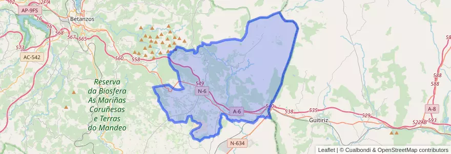 Mapa de ubicacion de Aranga.