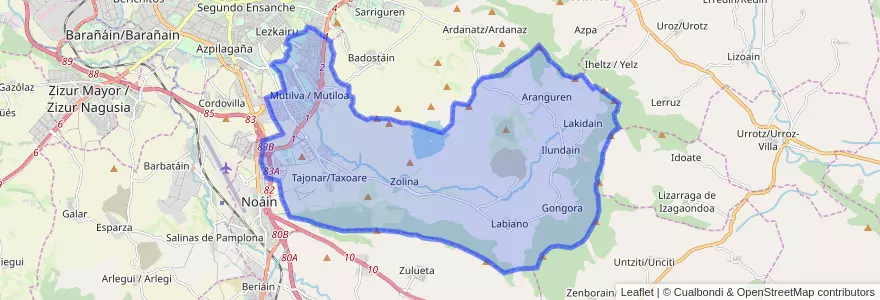 Mapa de ubicacion de Aranguren.