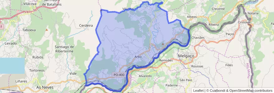Mapa de ubicacion de Arbo.