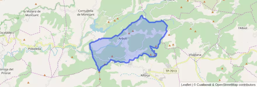 Mapa de ubicacion de Arbolí.