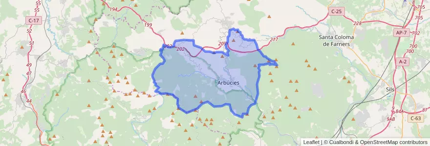 Mapa de ubicacion de Arbúcies.