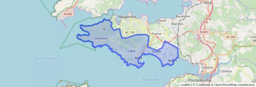 Mapa de ubicacion de Ares.