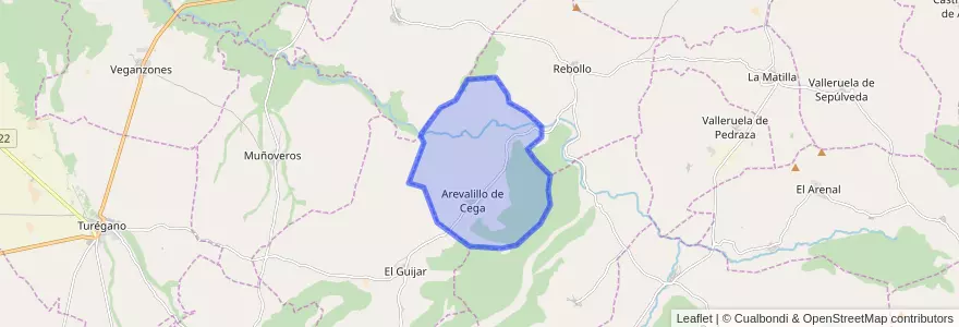 Mapa de ubicacion de Arevalillo de Cega.