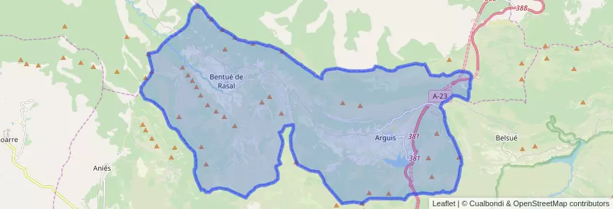Mapa de ubicacion de Arguis.