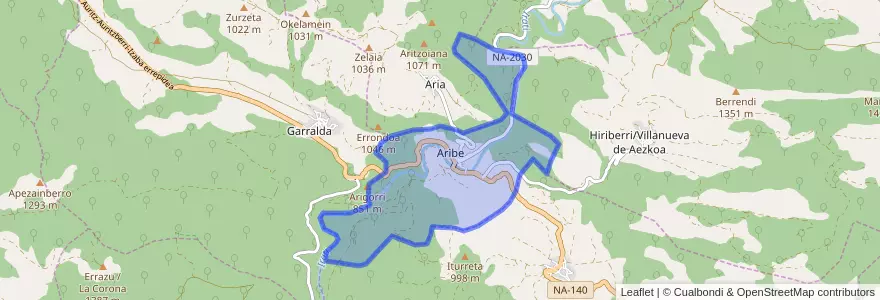 Mapa de ubicacion de Aribe.