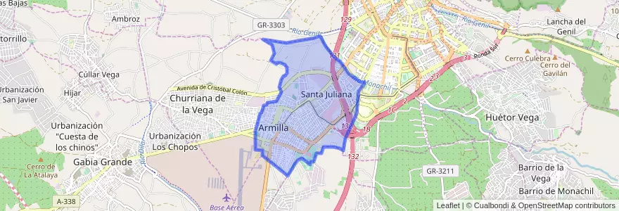 Mapa de ubicacion de Armilla.