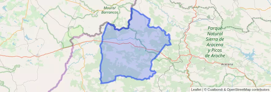 Mapa de ubicacion de Aroche.
