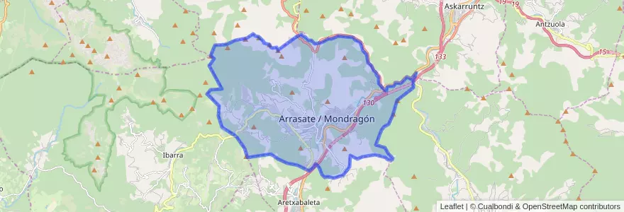 Mapa de ubicacion de Arrasate / Mondragón.