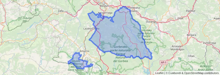Mapa de ubicacion de Arratia-Nerbioi.