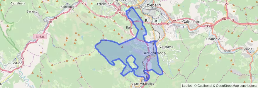 Mapa de ubicacion de Arrigorriaga.