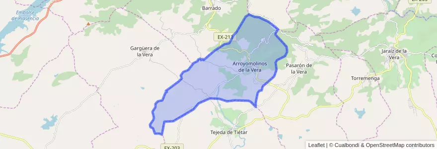 Mapa de ubicacion de Arroyomolinos de la Vera.