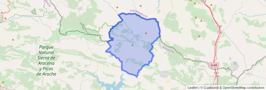 Mapa de ubicacion de Arroyomolinos de León.