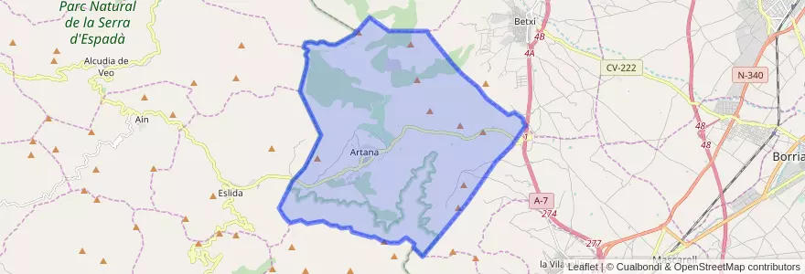 Mapa de ubicacion de Artana.