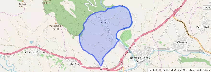 Mapa de ubicacion de Artazu.