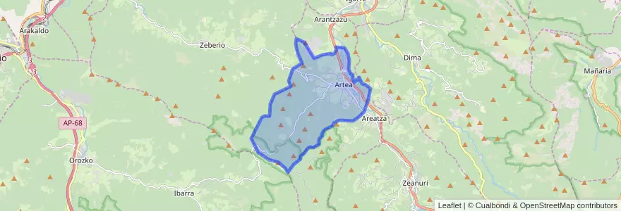 Mapa de ubicacion de Artea.