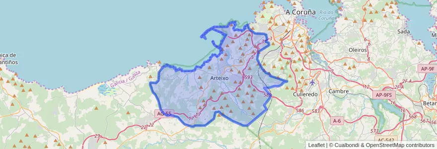Mapa de ubicacion de Arteixo.