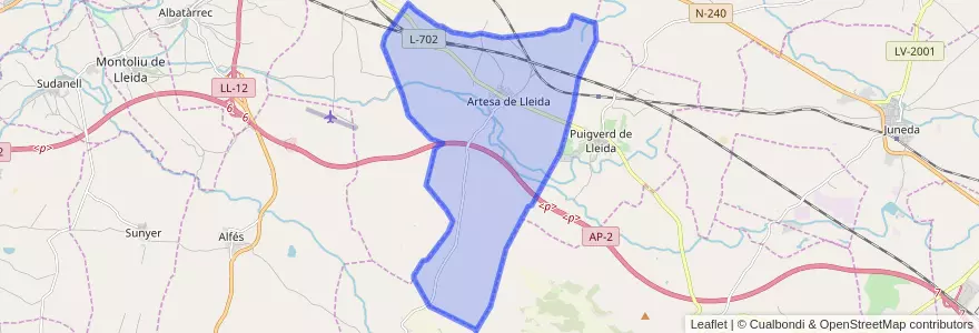 Mapa de ubicacion de Artesa de Lleida.