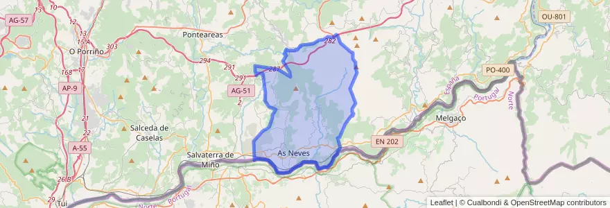 Mapa de ubicacion de As Neves.