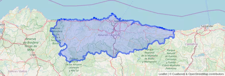 Mapa de ubicacion de Asturias / Asturies.
