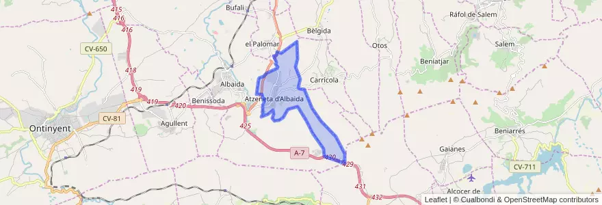 Mapa de ubicacion de Atzeneta d'Albaida.