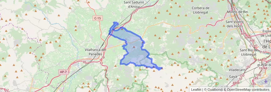 Mapa de ubicacion de Avinyonet del Penedès.