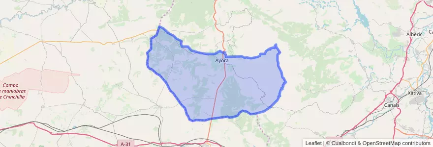 Mapa de ubicacion de Ayora.