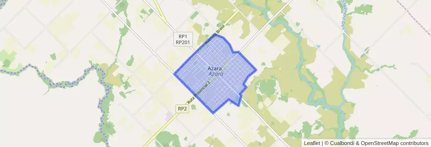 Mapa de ubicacion de Azara.