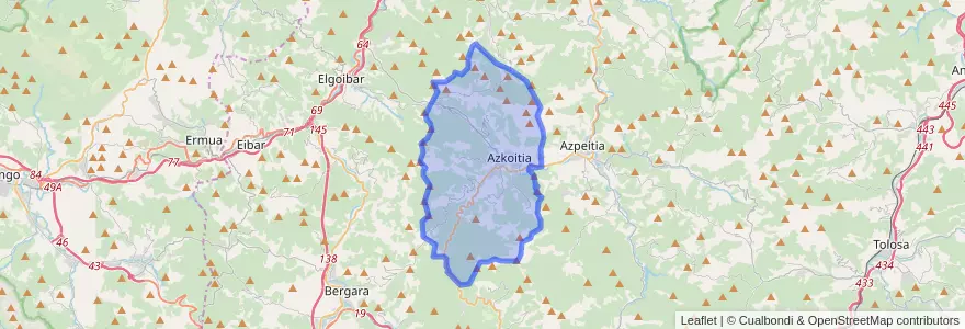 Mapa de ubicacion de Azkoitia.