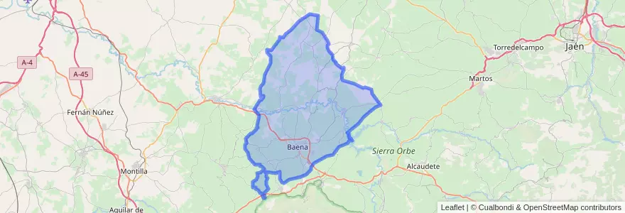 Mapa de ubicacion de Baena.