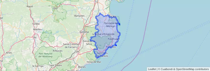 Mapa de ubicacion de Baix Empordà.