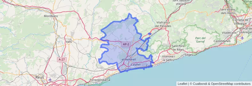 Mapa de ubicacion de Baix Penedès.