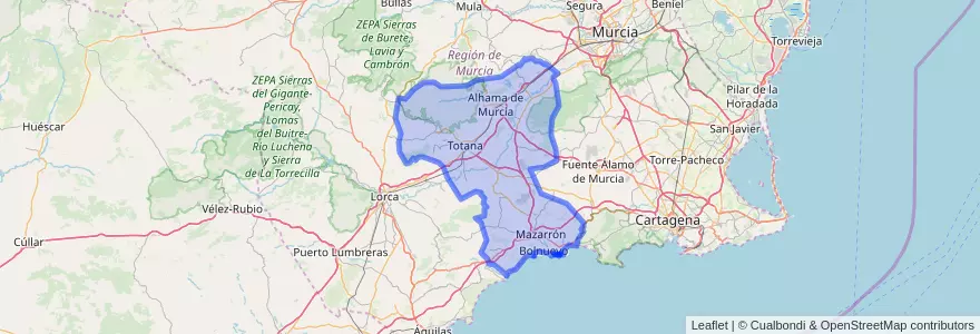 Mapa de ubicacion de Bajo Guadalentín.