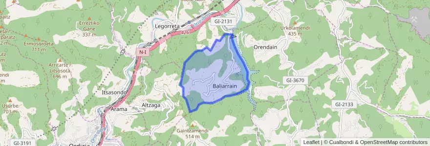Mapa de ubicacion de Baliarrain.