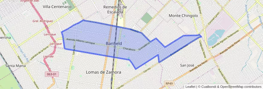 Mapa de ubicacion de Banfield.
