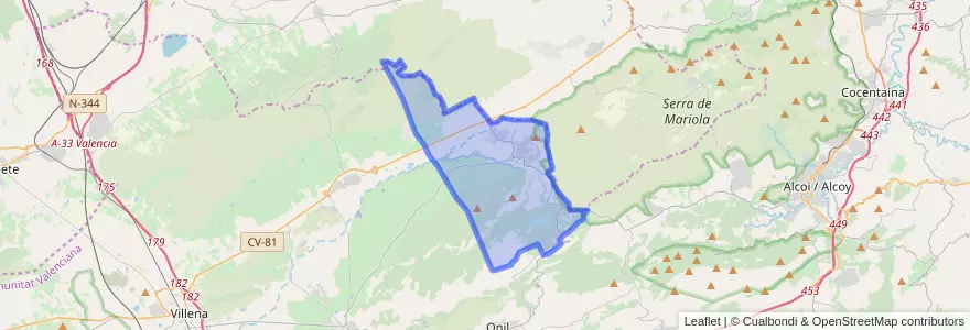 Mapa de ubicacion de Banyeres de Mariola.