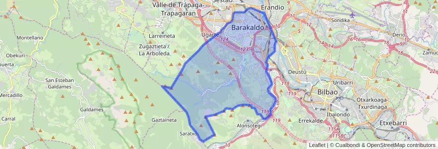 Mapa de ubicacion de Barakaldo.