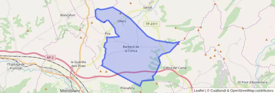 Mapa de ubicacion de Barberà de la Conca.