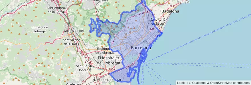 Mapa de ubicacion de 바르셀로나.