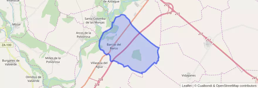Mapa de ubicacion de Barcial del Barco.