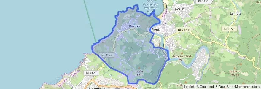 Mapa de ubicacion de Barrika.