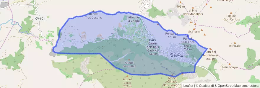 Mapa de ubicacion de Barx.