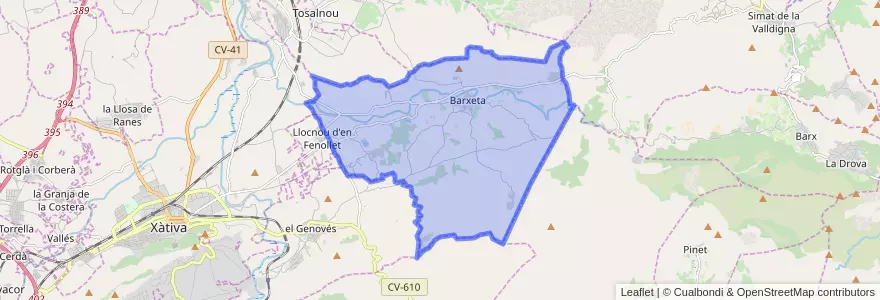 Mapa de ubicacion de Barxeta.