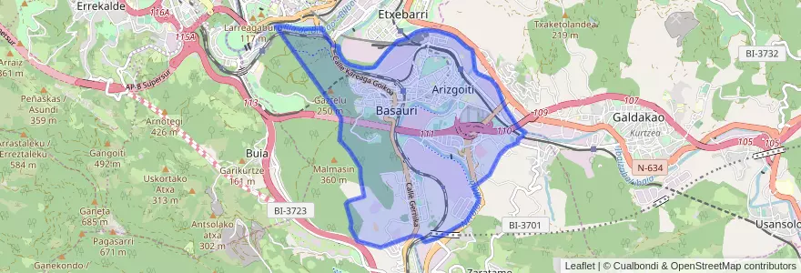 Mapa de ubicacion de Basauri.