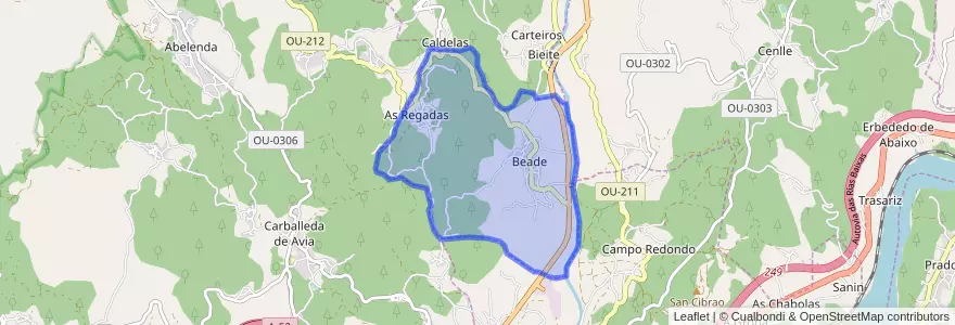 Mapa de ubicacion de Beade.