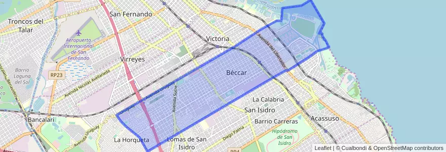 Mapa de ubicacion de Beccar.