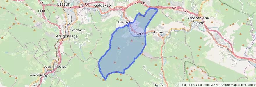 Mapa de ubicacion de Bedia.