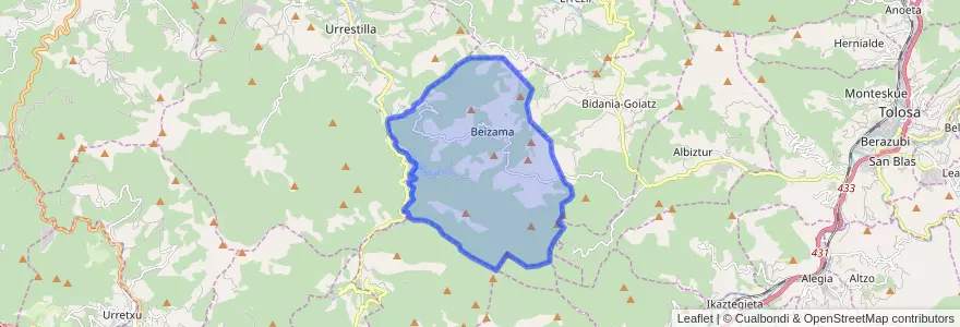 Mapa de ubicacion de Beizama.
