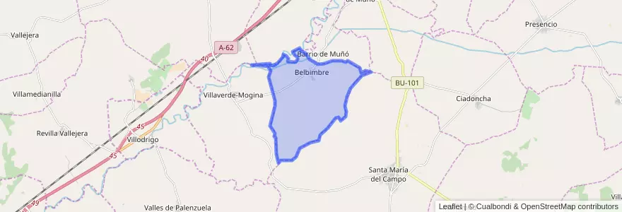 Mapa de ubicacion de Belbimbre.