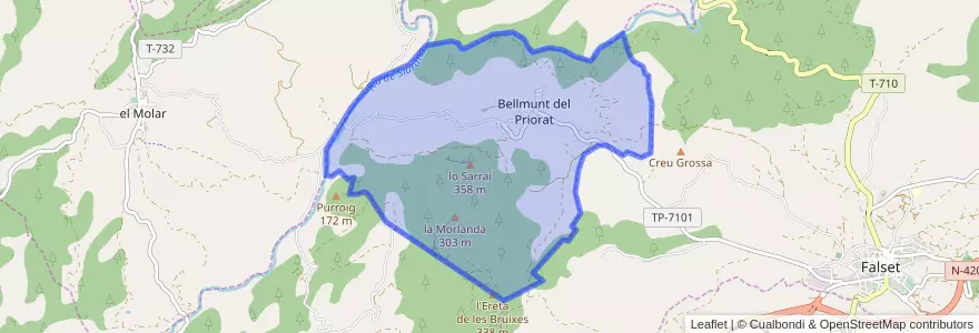 Mapa de ubicacion de Bellmunt del Priorat.