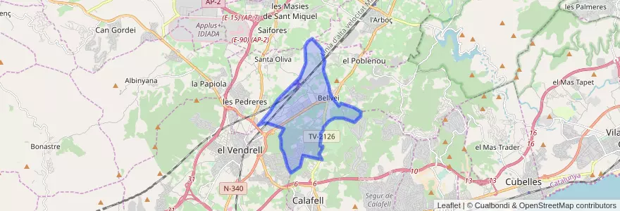 Mapa de ubicacion de Bellvei.